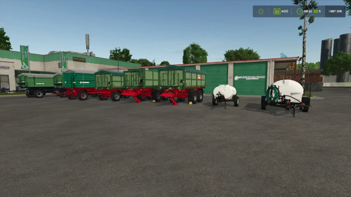 fs25-mods,  FS25 mod Packs trailers v1.0.0.0 displayed at dealership in Farming Simulator 25.