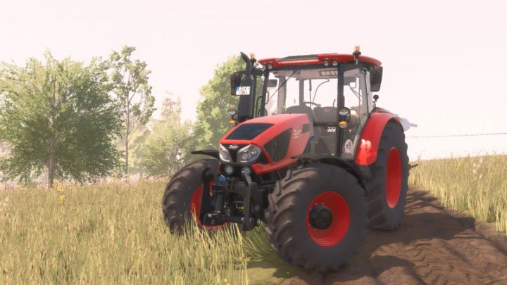 fs25-mods,  Red tractor on a farm field in Farming Simulator 25 mod Shaders Stressless Farmer v1.0.0.0.