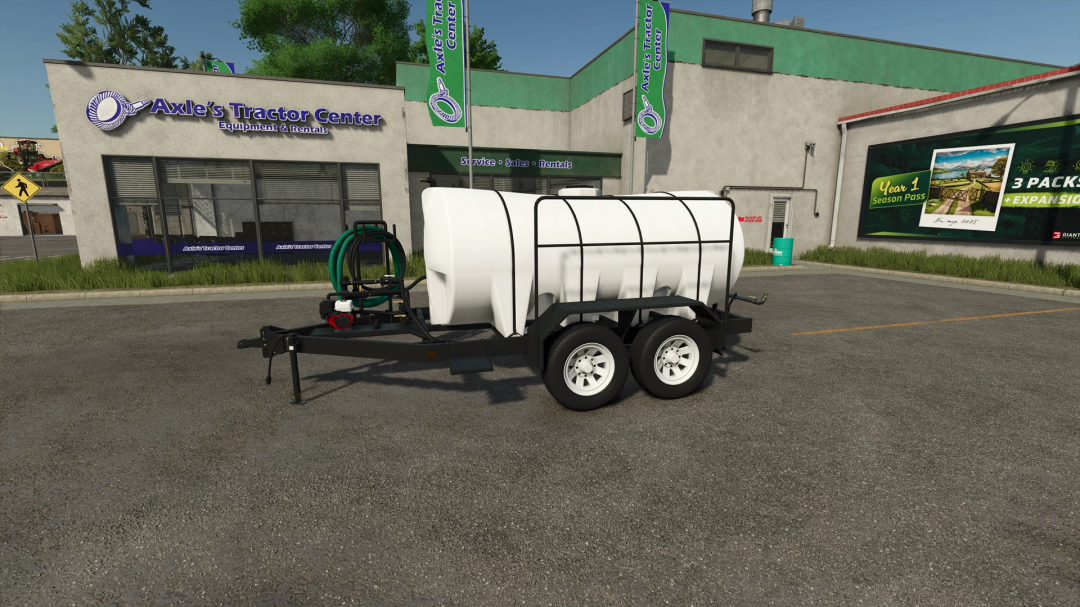 All Liquid Trailer by CW33 in Farming Simulator 25, parked beside Axle's Tractor Center.