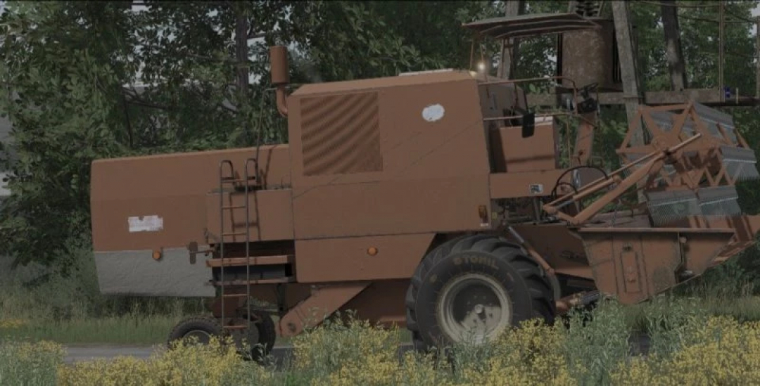 Colheitadeira Bizon Z-050/Z-056/Z-057 no mod FS25, equipamento agrícola detalhado em ambiente de campo.