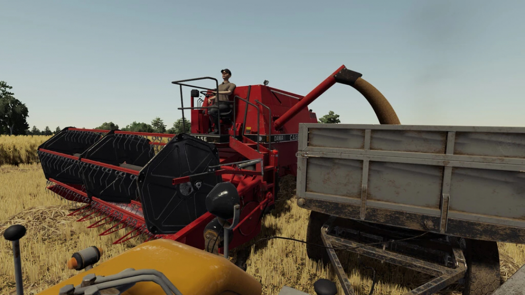 Mods FS22 Case D3000 miete grano, scaricamento nel rimorchio in Farming Simulator 22.