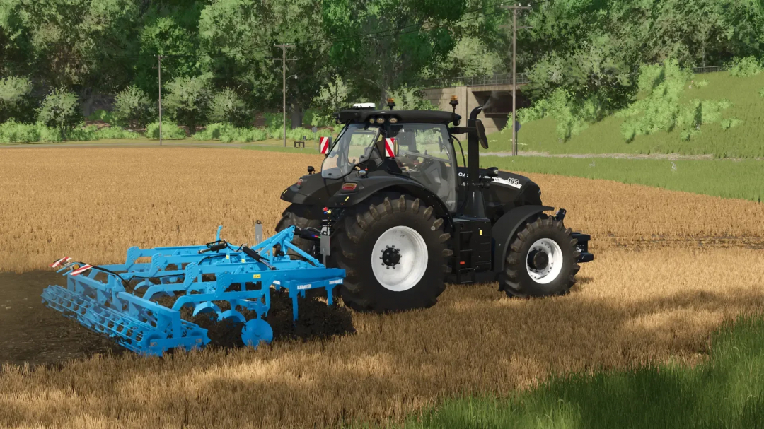 Case IH Puma 185 tractor in FS25 mod plowing a field.