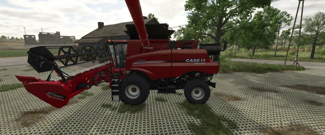 Case Pack mod for Farming Simulator 25, featuring a red Case IH combine harvester in a rural setting.