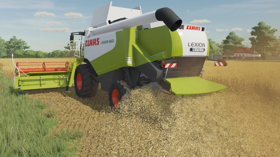 Colheitadeira Claas Lexion 500 Series em um campo, mod FS22 para Farming Simulator 22.