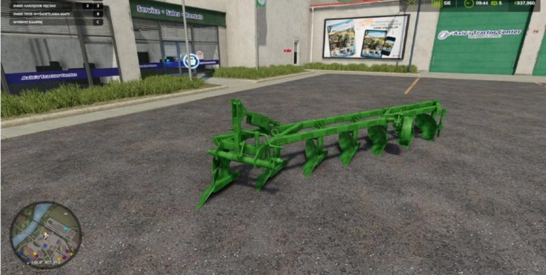 FS25 Plow Pack mod showcasing a green plow in Farming Simulator 25, enhancing gameplay with realistic agricultural tools.