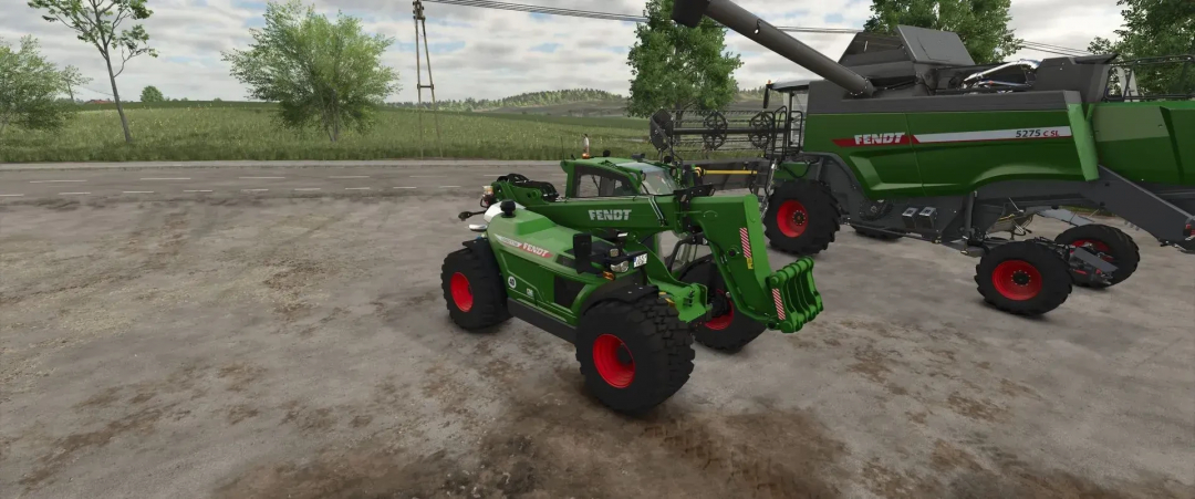 Green Fendt tractor and harvester in FS25 mods, Farming Simulator 25.