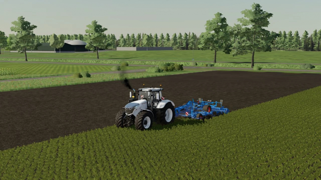 Mod Fendt Vario 1000 Snow White na FS22 orzący pole, prezentując mody do Farming Simulator 22.