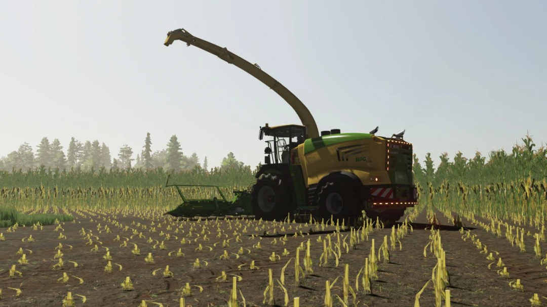 Kombajn Krone Big X 680-1180 w modzie FS22 zbiera pole kukurydzy