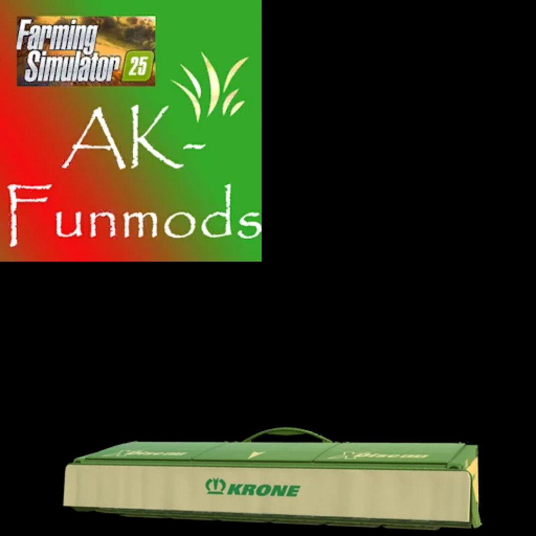 FS25 Krone xDisc62 1.0 mod by AK-Funmods, showcasing a green mower attachment for Farming Simulator 25.