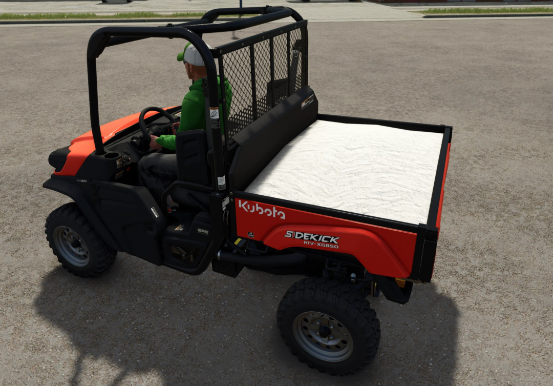 Kubota Sidekick 4000L Unreal Capacity mod shown in FS25 with full load in the cargo bed.