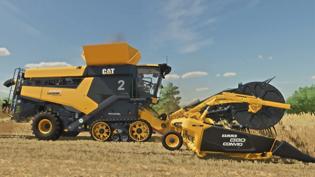 FS22 Mod: LEXION Serie 5000-8000 Mähdrescher im Einsatz auf einem Feld in Farming Simulator 22.