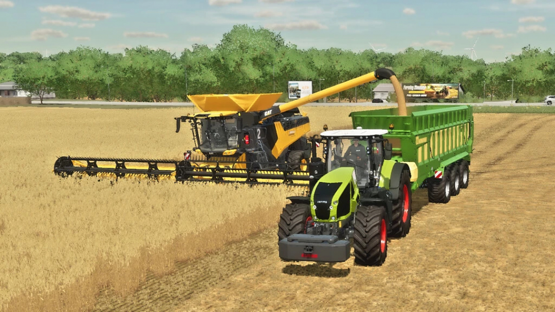 FS22-Mods LEXION-Serie 5000-8000 v1.0.0.0 in einem Weizenfeld während der Farmsimulation.