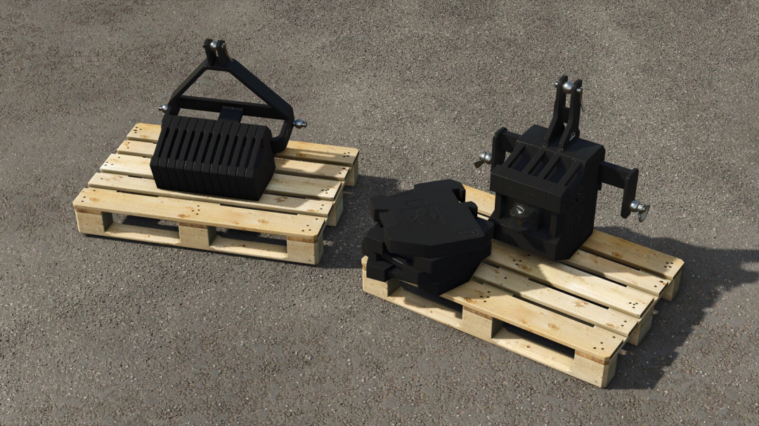 FS25 mod Lizard CSW Weights on wooden pallets