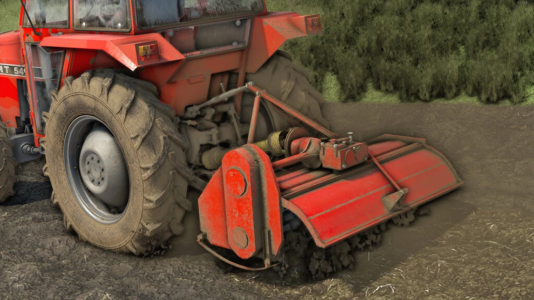 Mod FS22 Lizard TIM 612 v1.0.0.0 attaccato al trattore che ara il terreno in Farming Simulator 22.