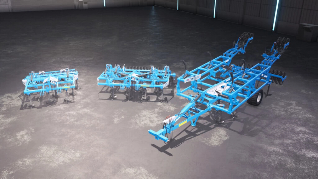 Namyslo Marracell Pack v2.5.1.0 for FS22 showcasing three blue farming implements.