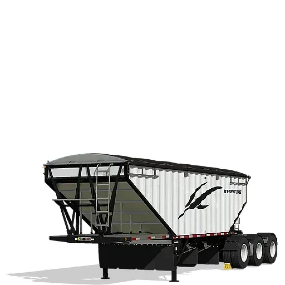 Mod Prestige Super B Trailer Bulk para FS25, com design preto e branco elegante para Farming Simulator 25.