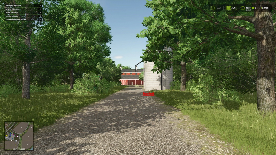 Scenic farm path leading to hayloft in FS25 Riverbend Springs Map mod.