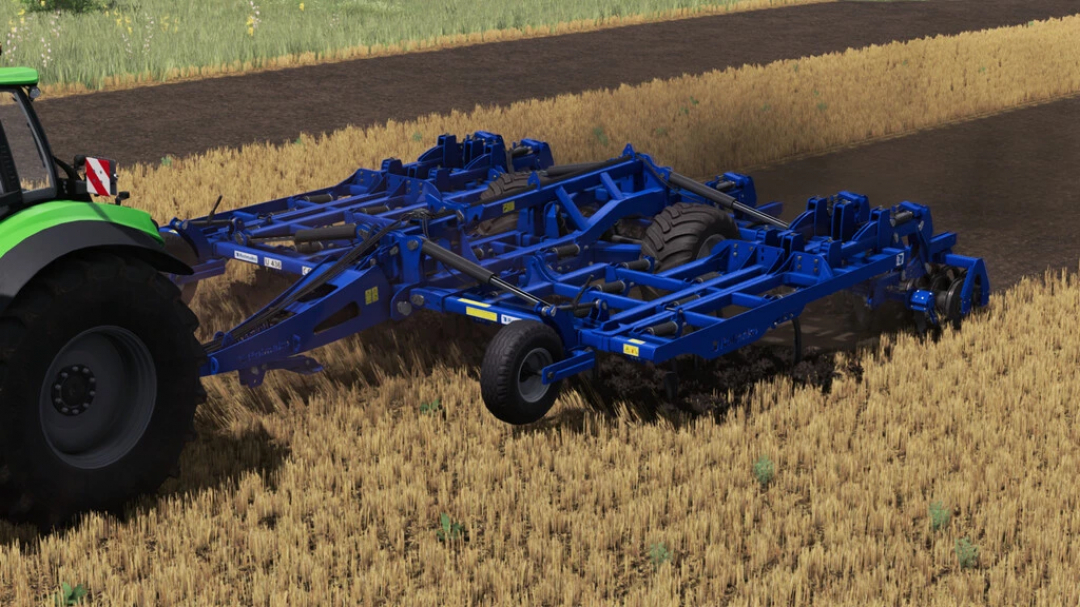 FS22 mod Rolmako U436 HP v1.0.2.0 cultivator in action on a field in Farming Simulator 22.