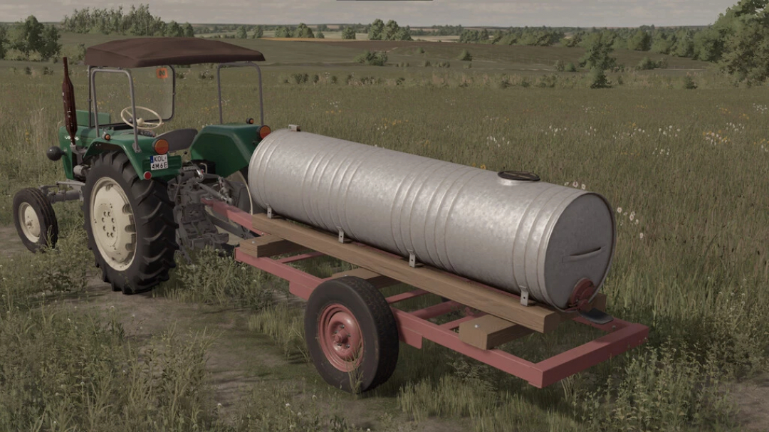 FS22 Slurry Barrel mod v1.0.0.0 for Farming Simulator 22 on a vintage tractor in a grassy field.