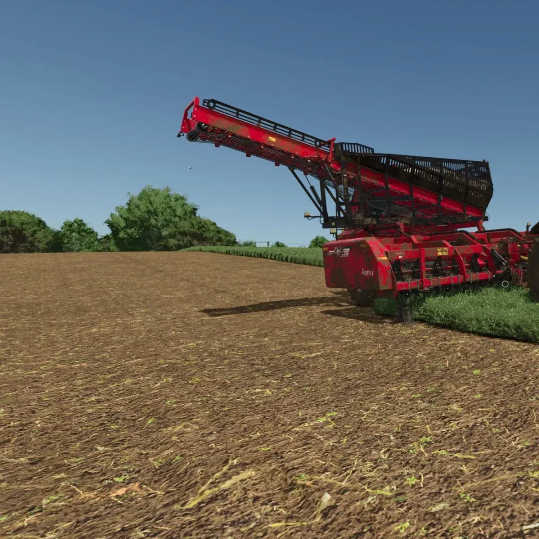 FS25 mod showing Soil Cultivation Textures v1.0.0.0 with red farming equipment on a cultivated field.