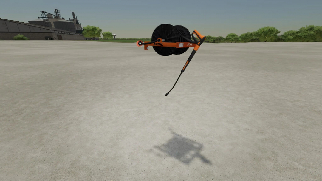 Wallmounted Stihl High Pressure Washer mod in FS22 game, hovering in an open area.