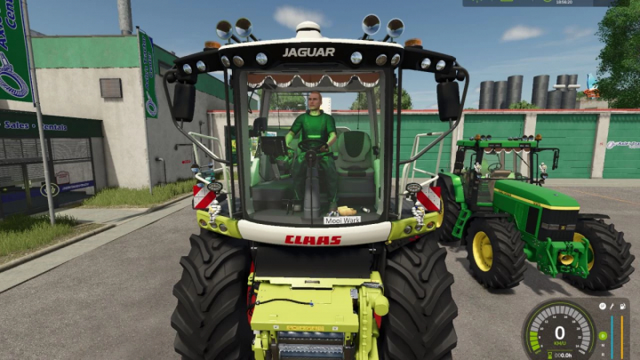 fs25-mods,  FS25 mods CLAAS Jaguar Pack Edit v1.0.0.0 shown with driver in Farming Simulator 25.