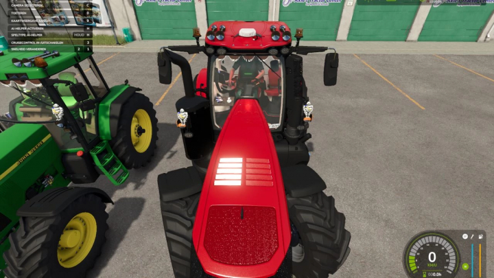 fs25-mods,  FS25 mod Case IH Magnum Edit v1.0.0.1 showing red and green tractors parked side by side.