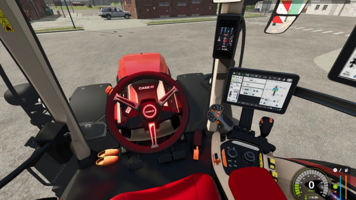 fs25-mods,  FS25 mods Case IH Puma interior view showing steering wheel and control panel.