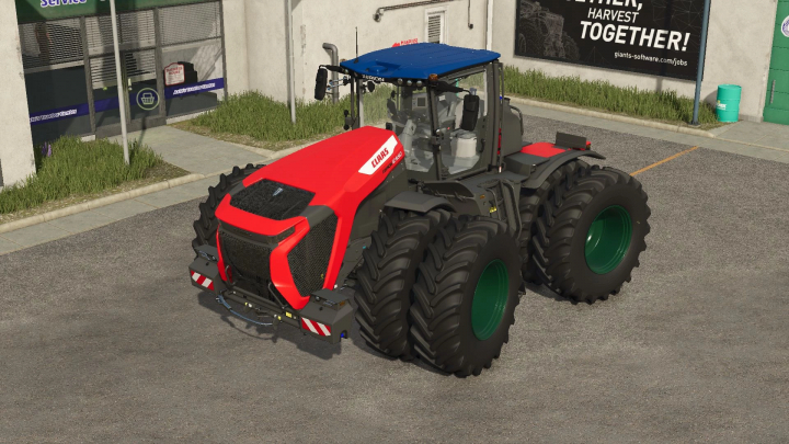 fs25-mods,  Claas Xerion 12 tractor mod for FS25 in a parking lot.