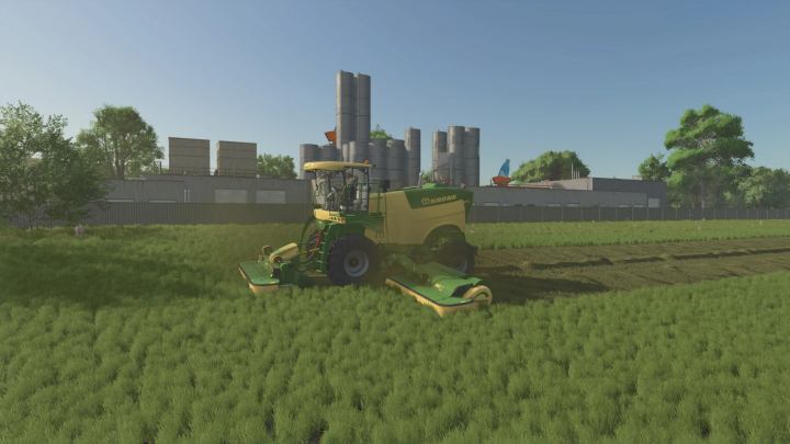 fs22-mods, FS22 Xtreme Speed Unlocker mod: Krone mower operating on lush field in Farming Simulator 22.