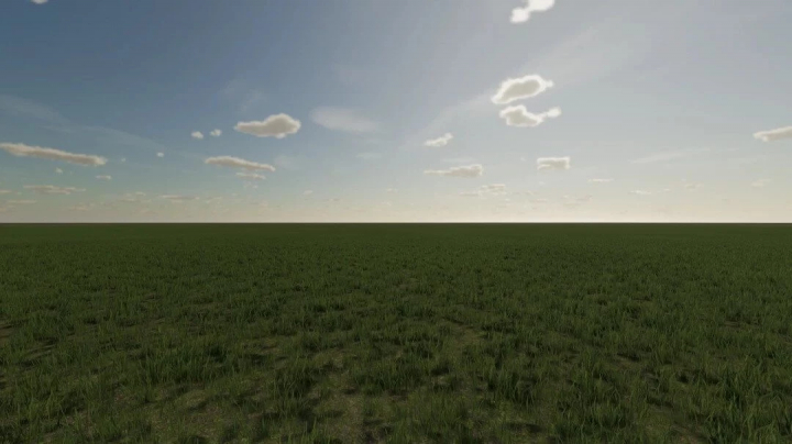 fs25-mods,  Expansive grassy field under a blue sky in FS25 Template Map 4X mod for Farming Simulator 25.