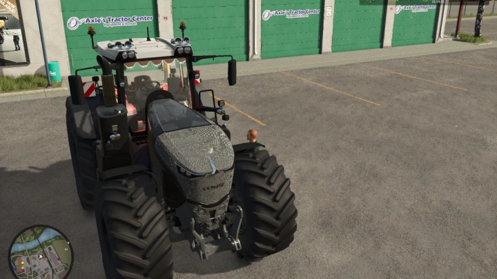 fs25-mods,  Mod Fendt 1000 Vario trattore di Frederik12 in FS25, parcheggiato presso Axle's Tractor Center.