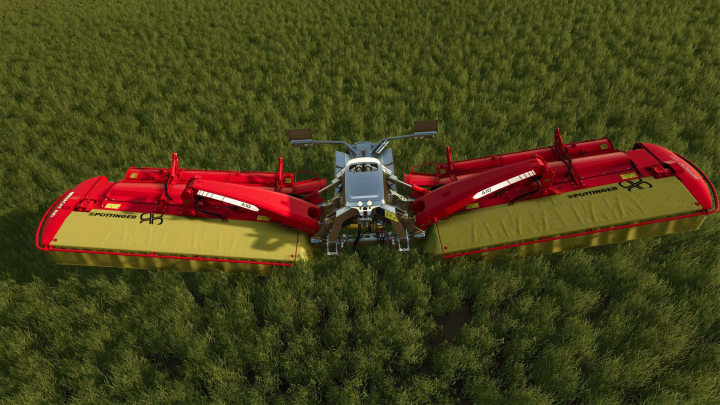 fs25-mods,  FS25 mod Novacat A10 Crossflow in field, showcasing advanced red mower equipment in Farming Simulator 25 mods.