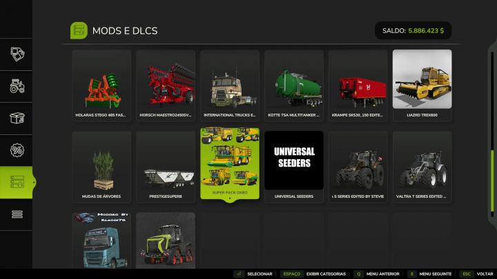 fs25-mods, Farming Simulator 25 mods menu displaying various mods including Oxbo Pack Edit v1.0.0.0.