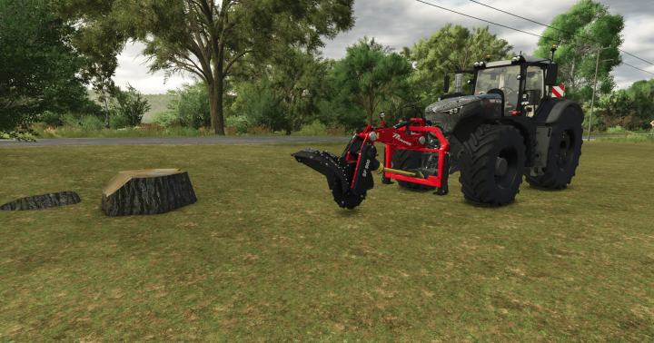 fs25-mods,  FS25 mod: Prinoth SF900 Tree Deleter v1.1.0.0 clearing tree stump in Farming Simulator 25.