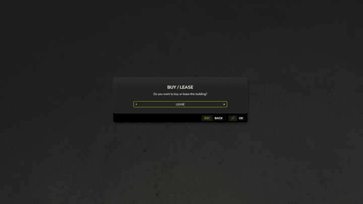 fs25-mods,  FS25 mod interface for Production Point Leasing, showing options to buy or lease a building.