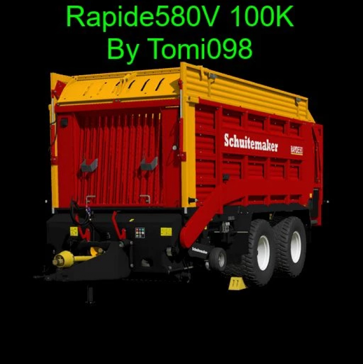 fs25-mods, FS25 mod Rapide580V 100K v2.0.0.0 trailer by Tomi098, featuring a red and yellow design.