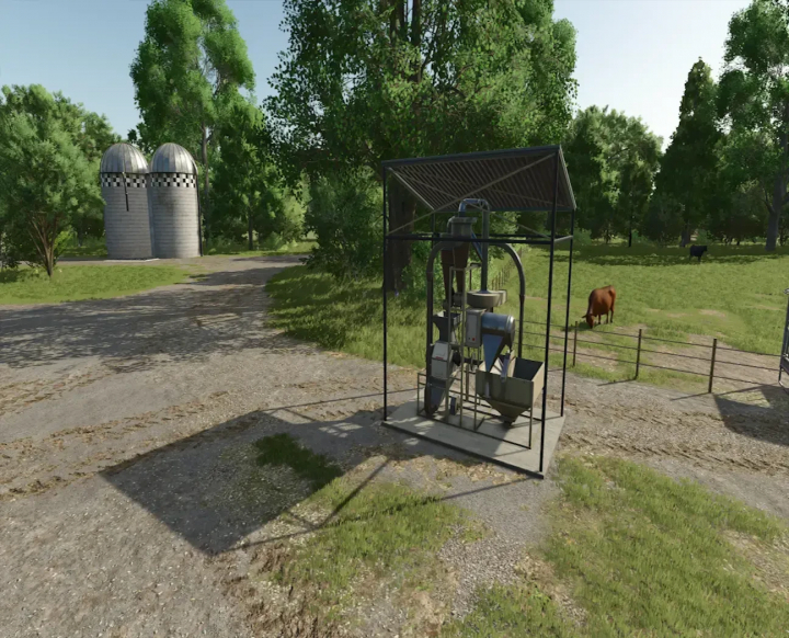 fs25-mods,  FS25 Seeds Production mod showcasing a seed processing unit in a farm setting.