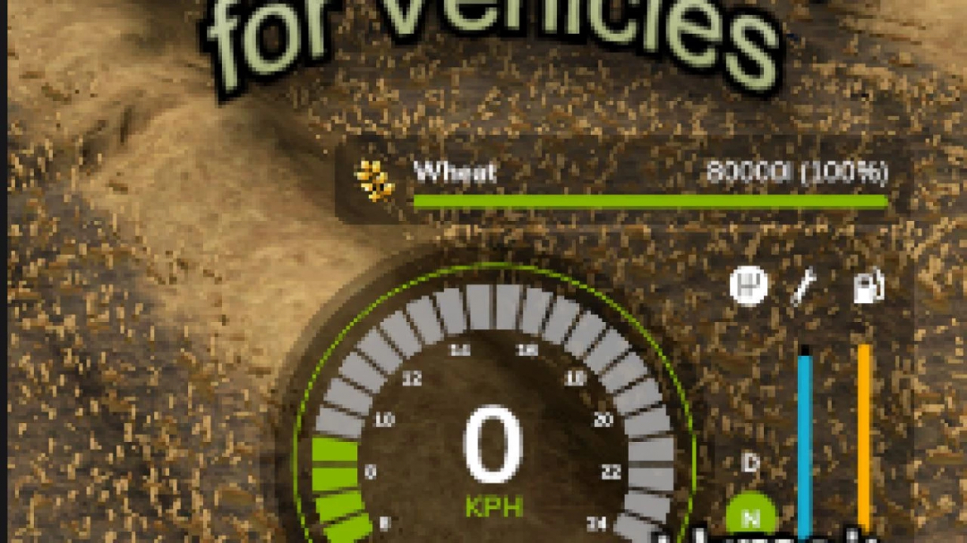 FS25 Better Capacity mod dashboard showing wheat load capacity at 80,000 in Farming Simulator 25.