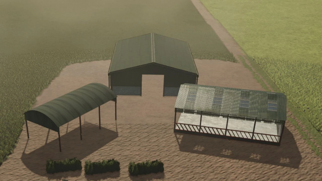 British Farm Pack v1.0.0.0 showcases various farm buildings in FS25 mod.