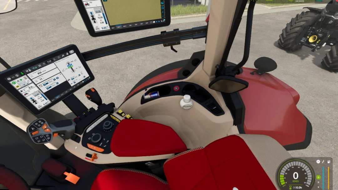 FS25 mod Case IH Puma Edit v1.0.0.0 tractor interior showing controls and digital display.