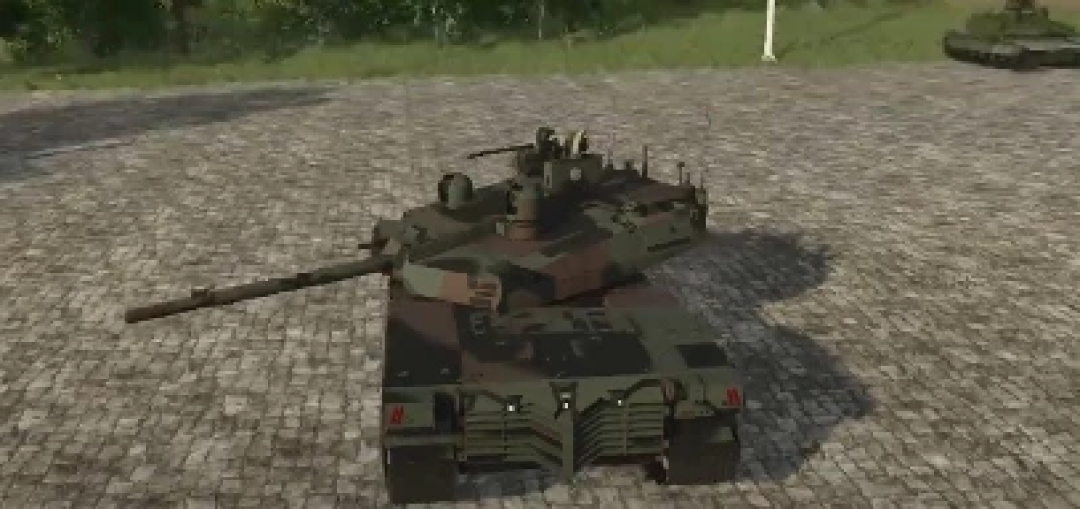 German tank mod in FS25 displayed on a paved surface, showcasing detailed design in Farming Simulator 25.