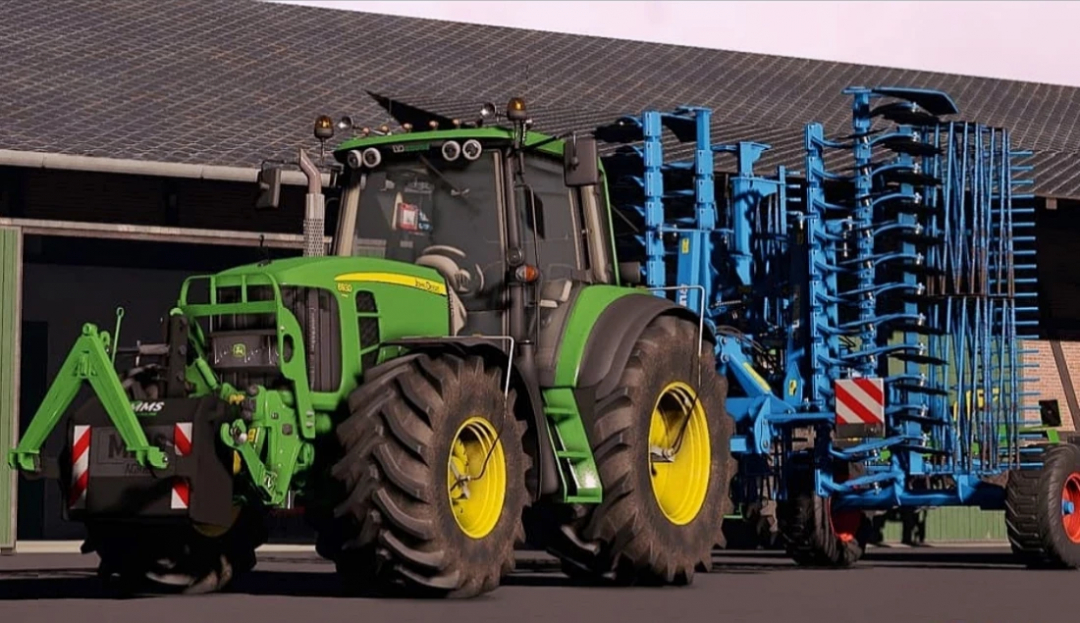 Mod de tracteur John Deere 6030 Premium Series avec accessoire bleu dans FS22.