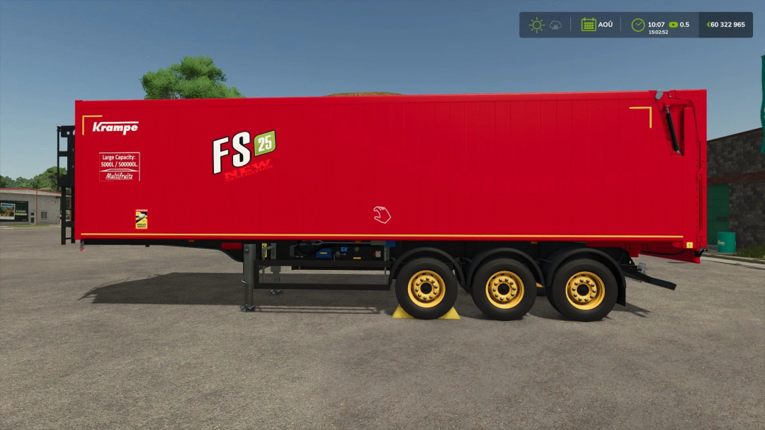 Krampe SKS 30 150 New Generation trailer mod for Farming Simulator 25, featuring large capacity and vibrant red design.