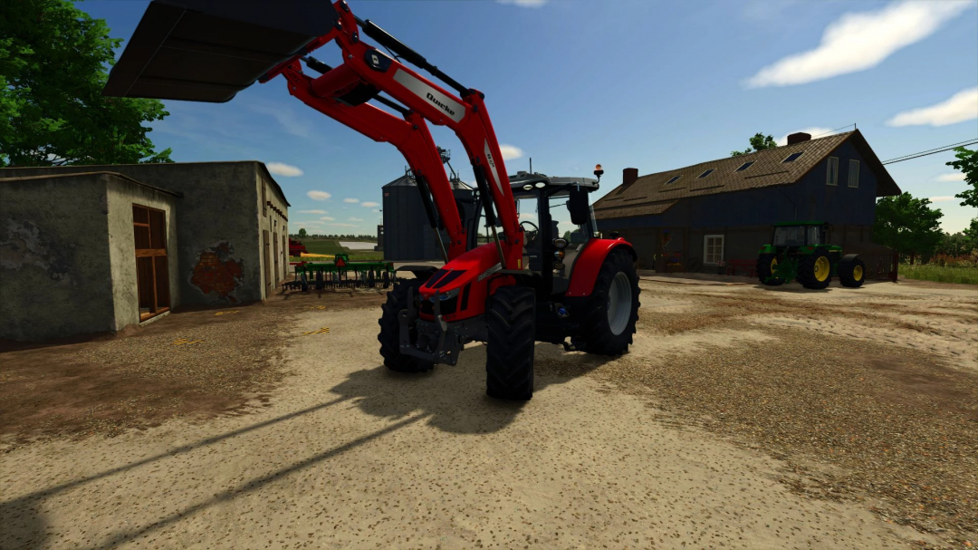 Massey Ferguson 5700S tractor mod in FS25 farm scene.