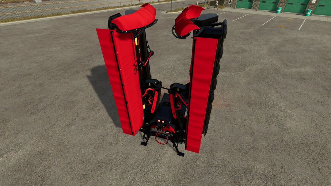 FS25 mod Novacat A10 Crossflow in black and red, version 1.0.0.0, displayed in a parking lot.