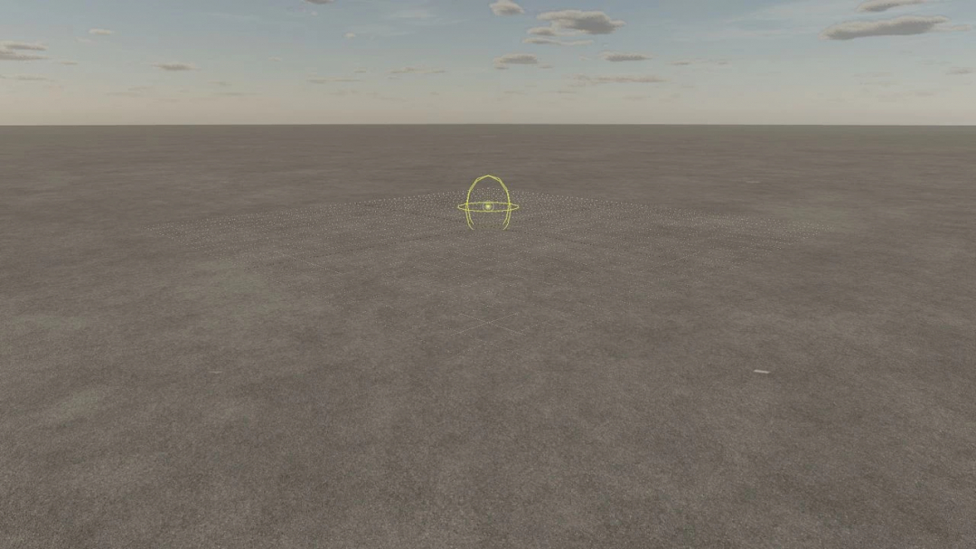 FS25 Sample Mod Map 4x v1.0.0.0 showing a vast flat terrain under a cloudy sky.