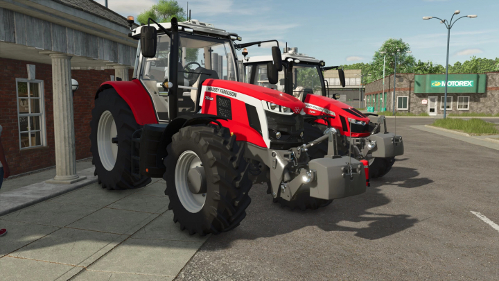 fs25-mods,  Farming Simulator 25 mod image showing two Massey Ferguson tractors with AGCO 850 KG Weight, enhancing gameplay realism.