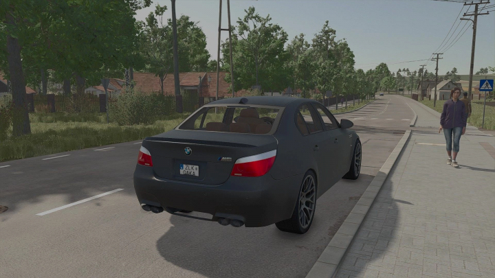 fs25-mods,  BMW E60 parked on a road in Farming Simulator 25 mod, FS25 mods.