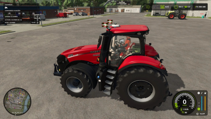 fs25-mods,  FS25 mod Case IH Magnum T4B tractor shown in Farming Simulator 25, version 1.0.0.0, parked on a paved area with HUD display.